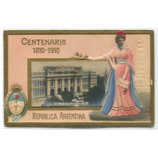CENTENARIO 1810 - 1910 PATRIOTICA ANTIGUA TARJETA POSTAL CON RELIEVE TRIBUNALES